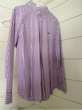 Vineyard Vines Slim Fit Whale Purple Gingham Button Up Dress Shirt